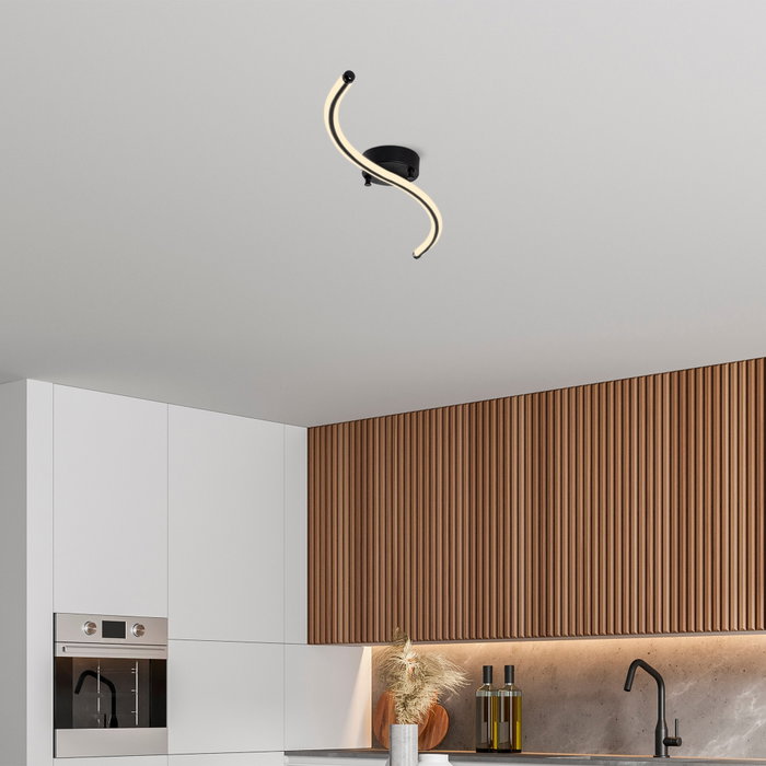 Opviq Yılan - 13278 Lámpara de araña de metal negra con LED integrado